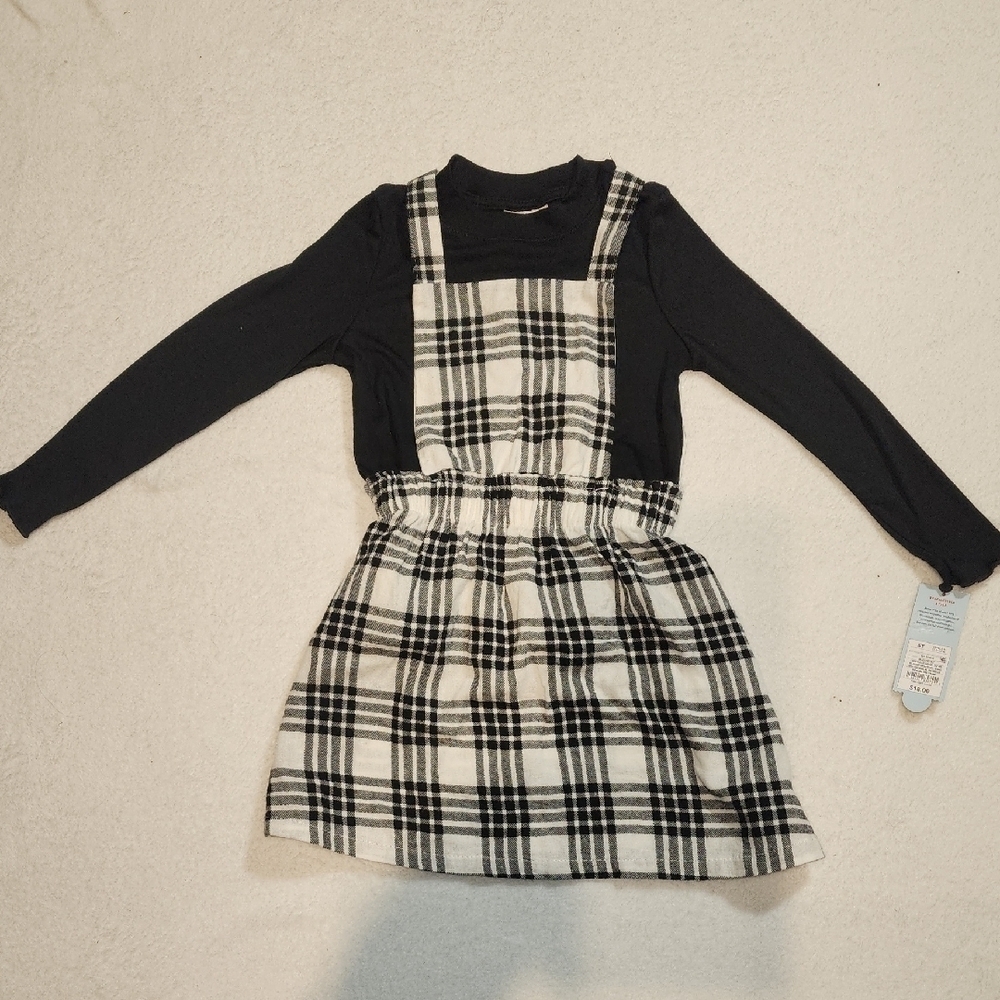 Cat & Jack Black and White Plaid Kids Casual Dress
